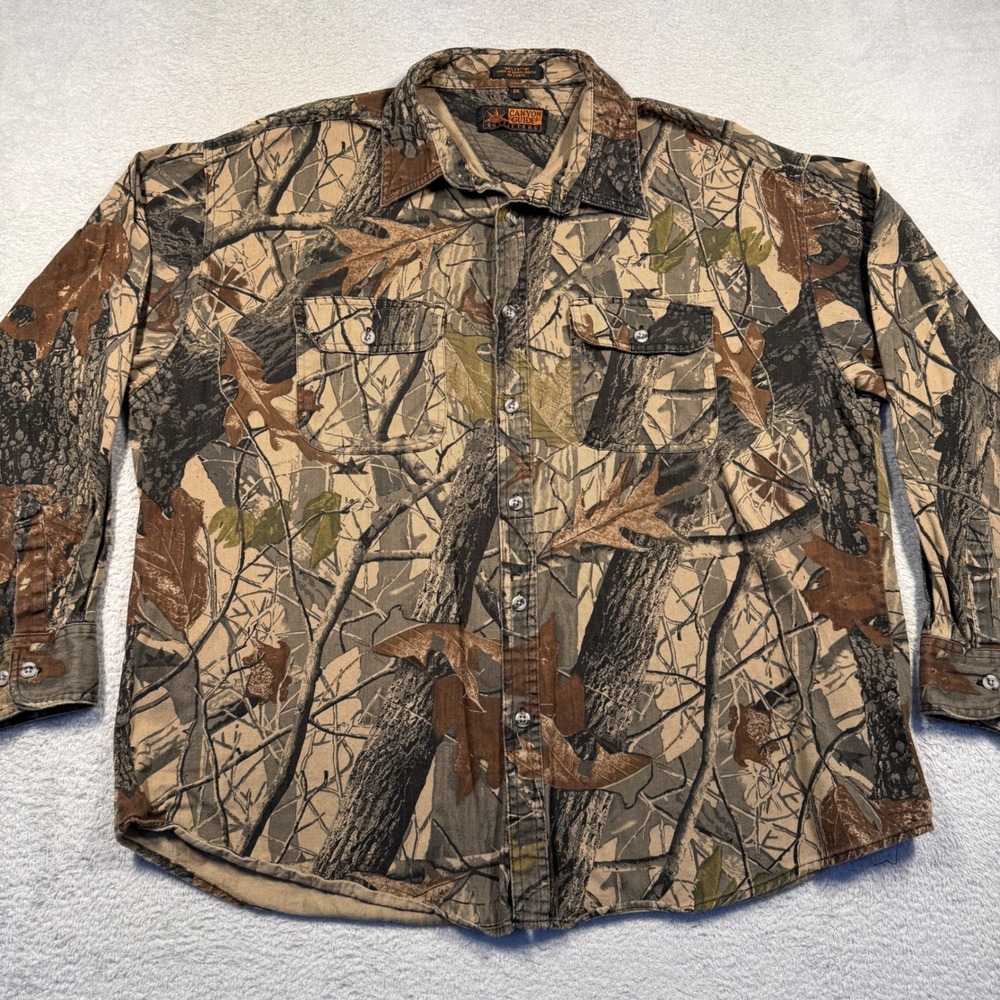 Vintage Canyon Guide Outfitters Button Down Shirt Mens‎ 2X Camo RealTree Outdoor
